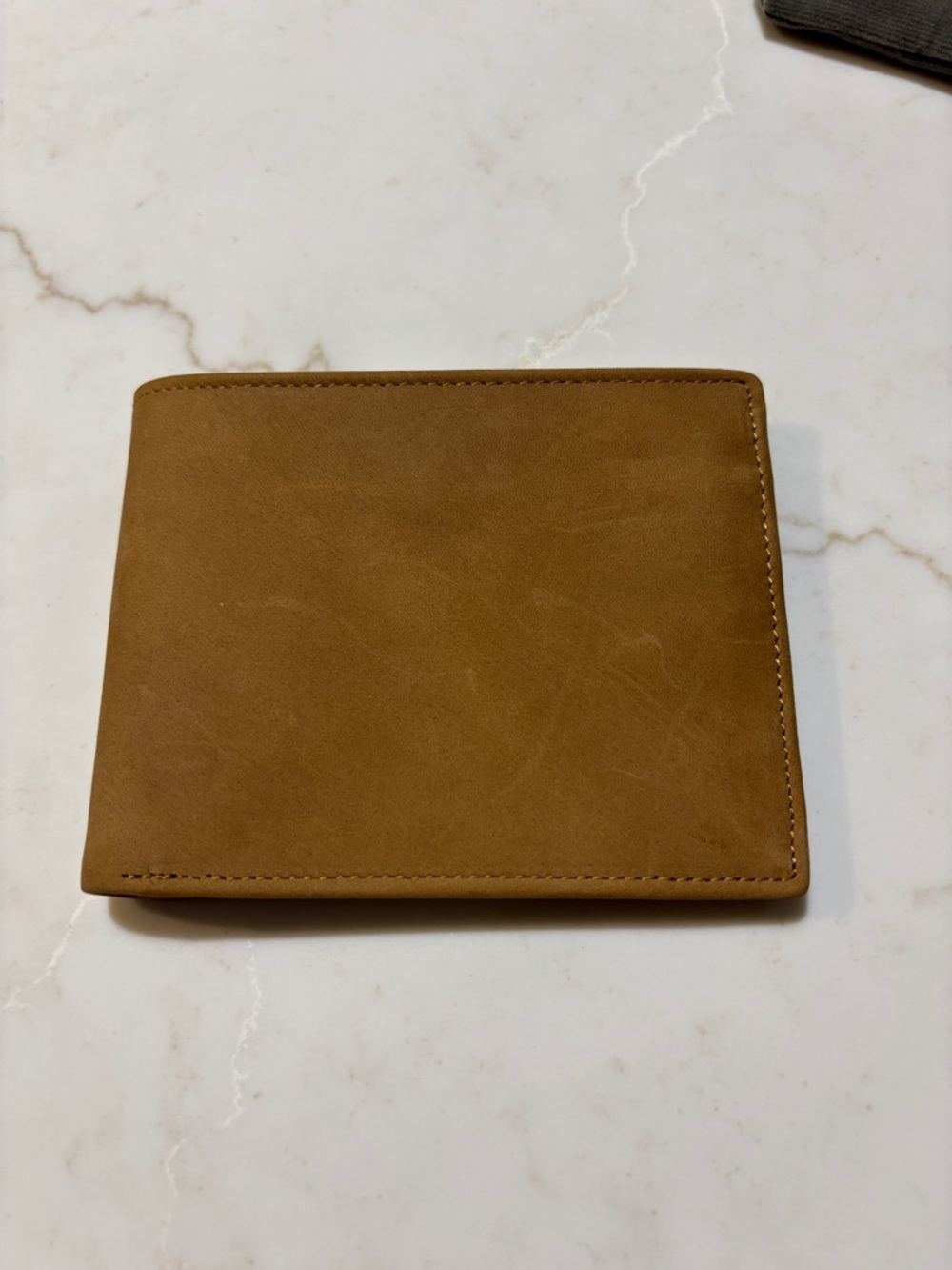 Classic Suede Men's Bifold Leather Wallet with Inscription to Son Tan with Dusty